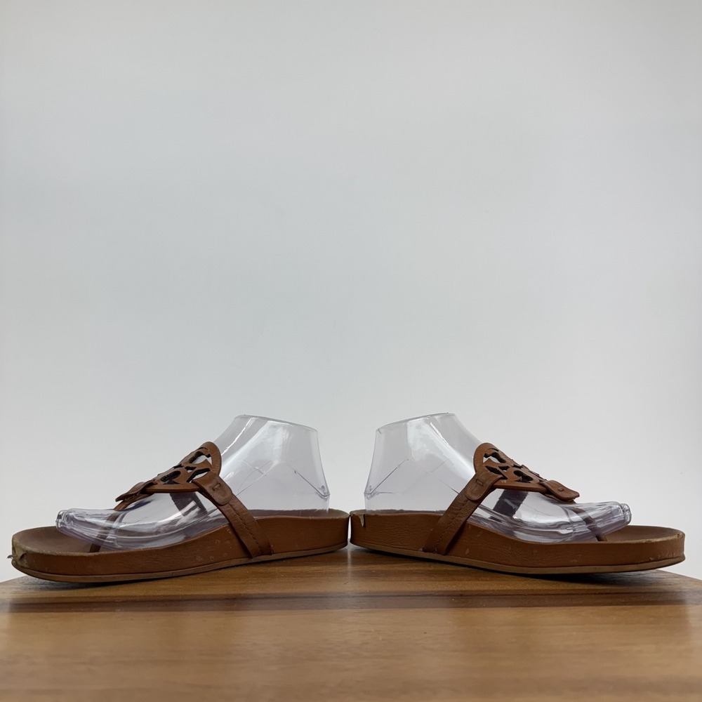 Womens Tory Burch‎ Miller Cloud Thong Brown Leather Comfort Sandals Size 8 M GUC - Picture 6 of 9